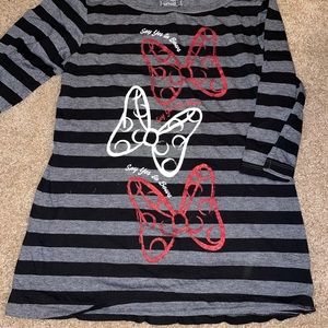 Minnie Mouse Black Stripe Quarter Sleeve
